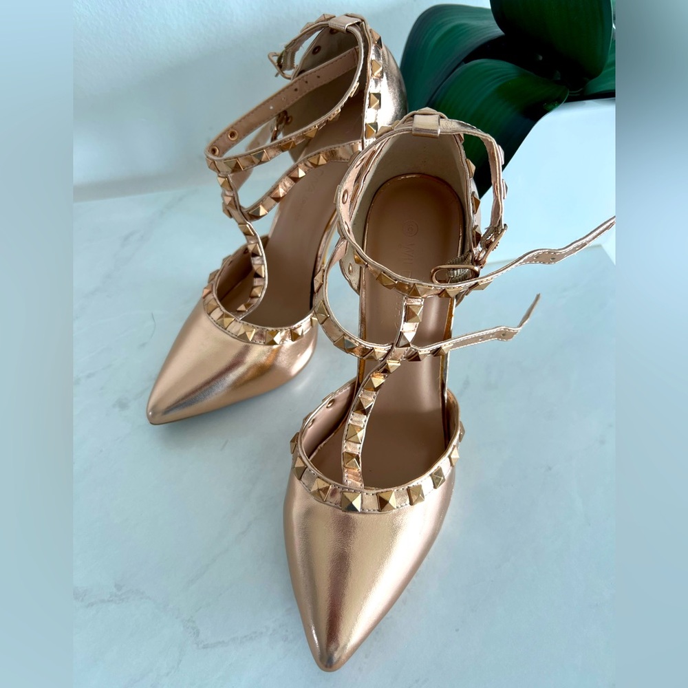 Rose gold high heels
